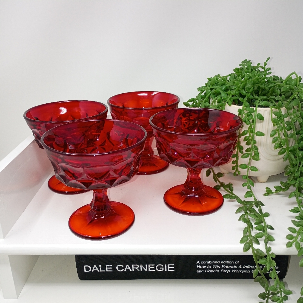 Noritake Perspective Ruby Red Compotes Set Of 4 - Picture 7 of 7